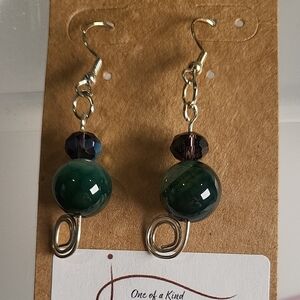 Elegant Green and Gold Earrings